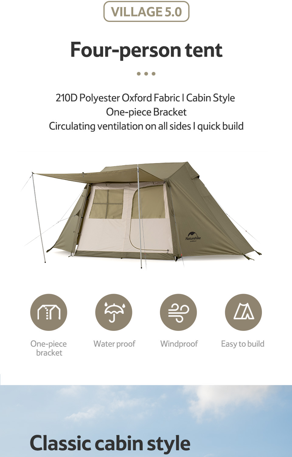 Cheap Goat Tents  Automatic Tent Ridge Tent Village 5.0 Tent Of The Family Outdoor Camping Folding Tent For 3 4 People   
